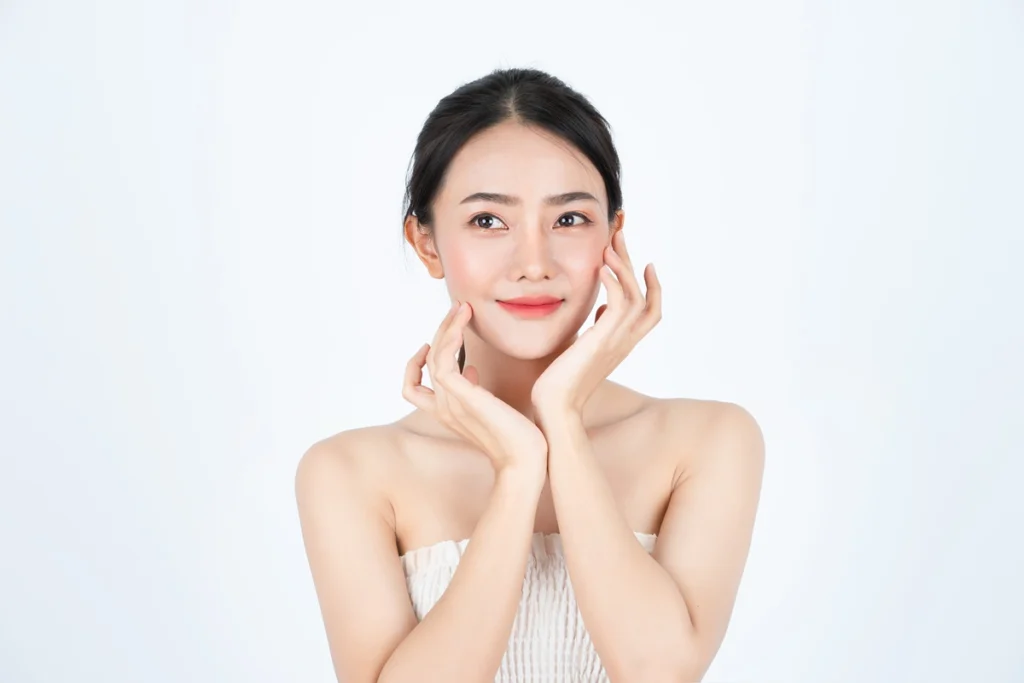 young asian beautiful woman white undershirt has healthy bright skin